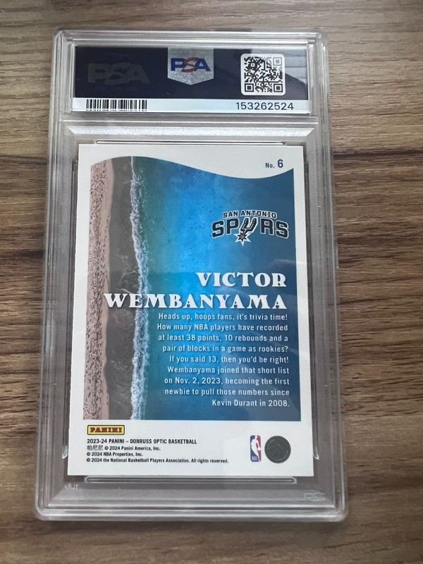 2023-24 Donruss Optic Splash-Victor Wembanyama   #6  RC-PSA 10 view 2