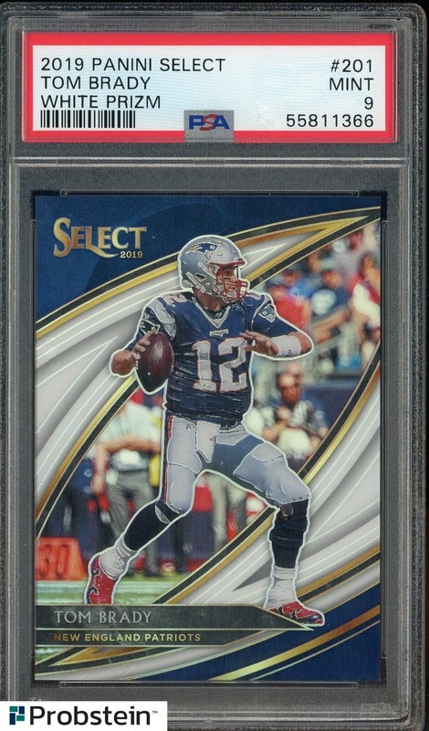 2019 Panini Select White Prizm #201 Tom Brady New England Patriots 10/35 PSA 9