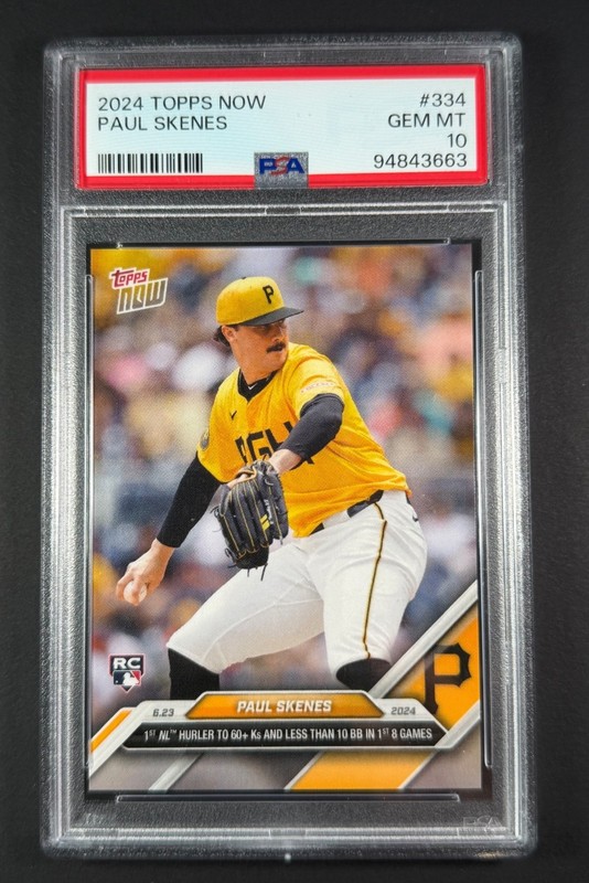2024 Topps Now - Paul Skenes #334 Topps Now RC  1ST 60+ Ks Pirates PSA 10 🔥
