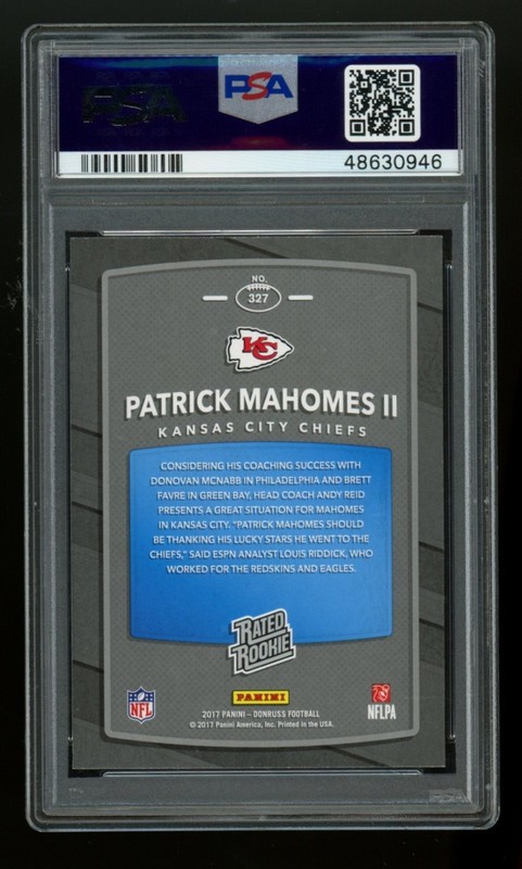 PSA 9 2017 Panini Donruss Patrick Mahomes II Rated Rookie #327 view 2