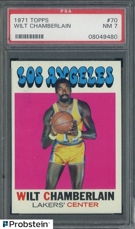 1971-72 Topps Basketball #70 Wilt Chamberlain HOF Lakers PSA 7 NM