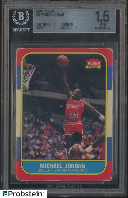 1986-87 Fleer Basketball #57 Michael Jordan RC Rookie HOF BGS 1.5 FAIR