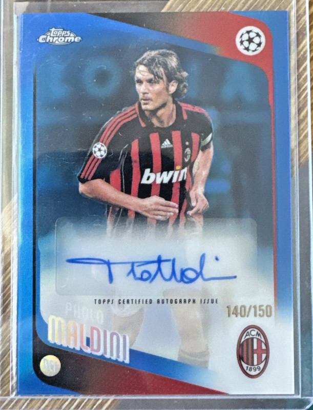 25-26 Topps UEFA Club Comp Chrome Paolo Maldini Auto #/150 True Blue CLA-PM
