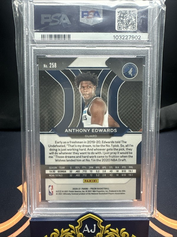 2020 Anthony Edwards Prizm RC PSA 10 #256 Rookie  view 2