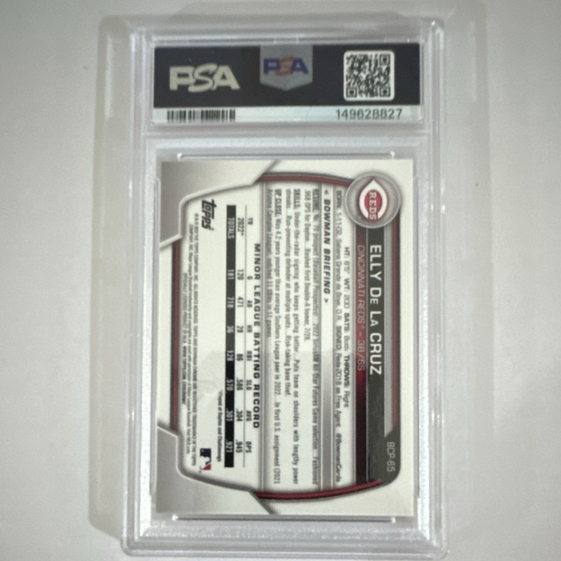  2023 Bowman Chrome Prospects Elly De La Cruz BCP-65 Mojo PSA 10 view 2