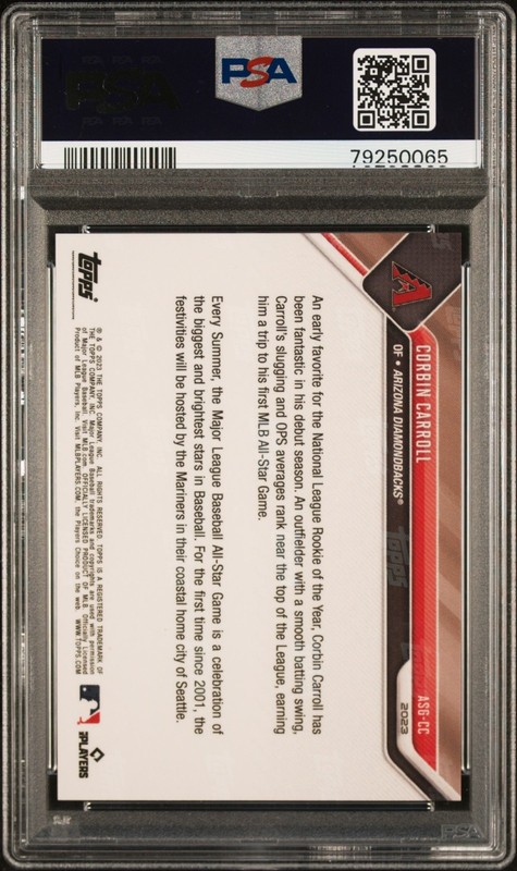 2023 Topps Now Corbin Carroll MLB All -Star Game Selections Rookie RC PSA 10 GM view 2