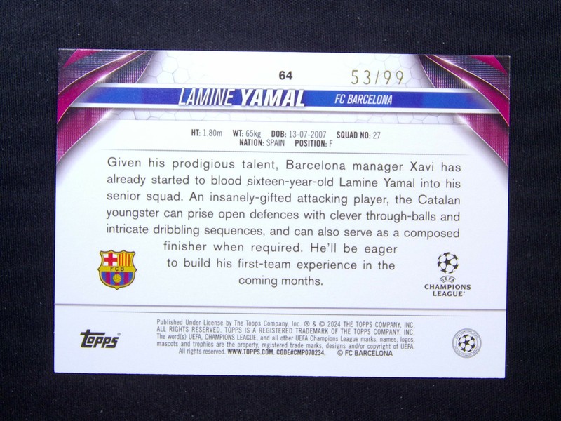 2024 Topps UEFA Lamine Yamal #64 RC Rookie /99 view 2