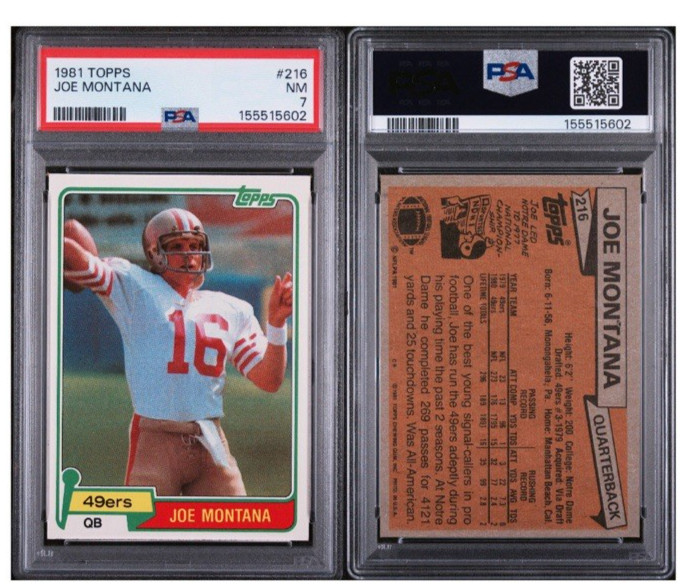 1981 Topps Joe Montana Rookie #216 PSA 7 Sharp Centered Fresh Grade/Slab 2026 view 2