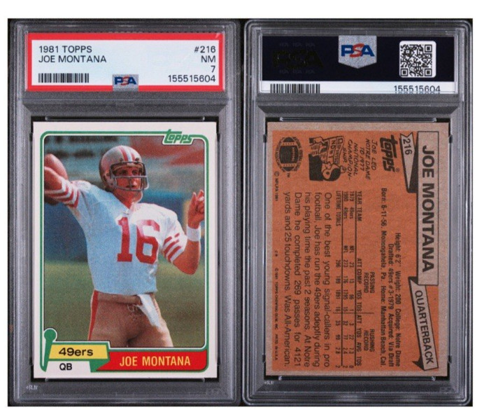 1981 Topps Joe Montana Rookie #216 PSA 7 Sharp Centered Fresh Grade/Slab 2026 view 2