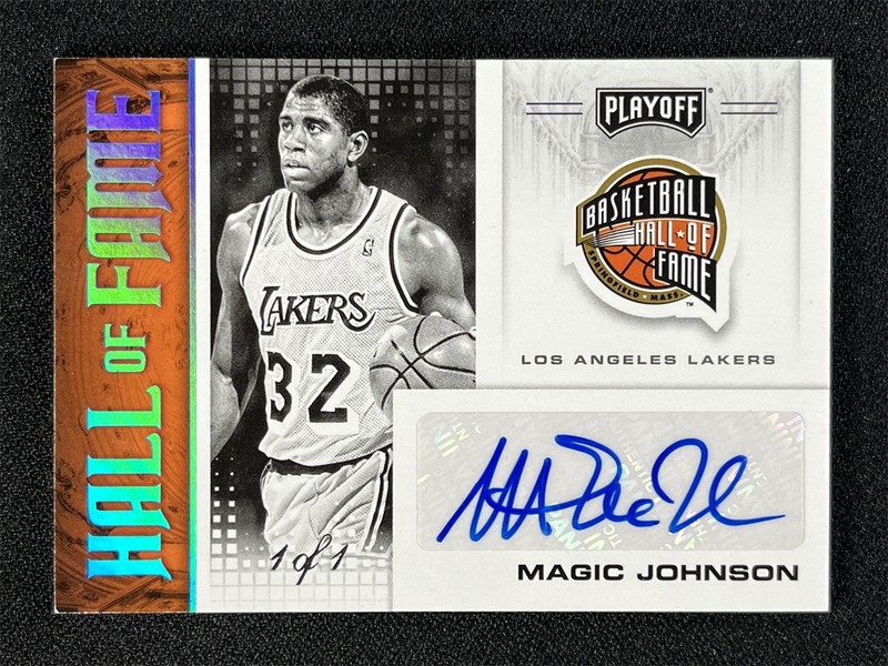 1/1 One Of One 2020-21 Panini Chronicles Playoff Magic Johnson Hall Of Fame Auto