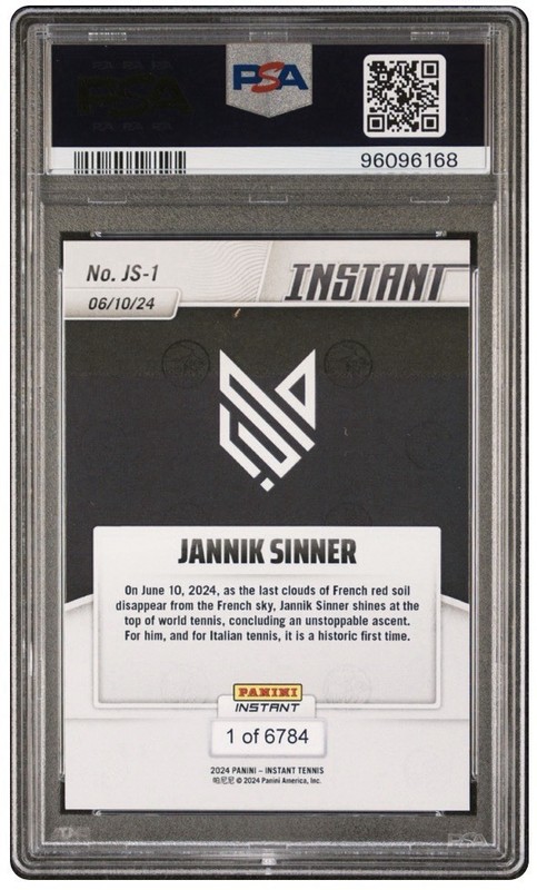 Panini 2024 Instant Jannik Sinner #JS-1 RC PSA 10 Tennis /6784 view 2