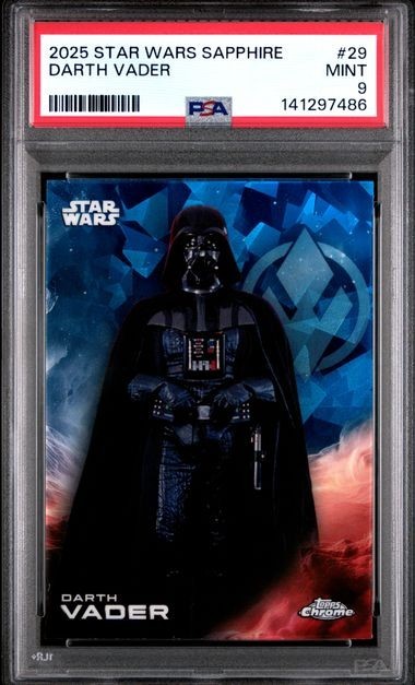 2025 TOPPS STAR WARS CHROME  SAPPHIRE DARTH VADER #29 PSA 9