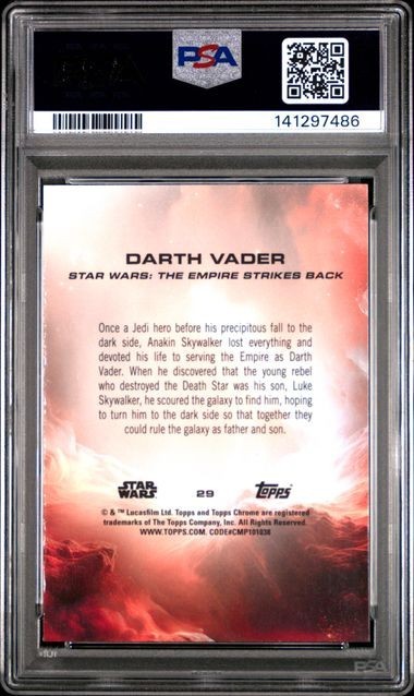 2025 TOPPS STAR WARS CHROME  SAPPHIRE DARTH VADER #29 PSA 9 view 2