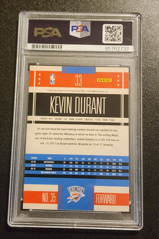 Kevin Durant Signed Oklahoma City Thunder 2010-11 Panini Classics PSA AUTOGRAPH view 2