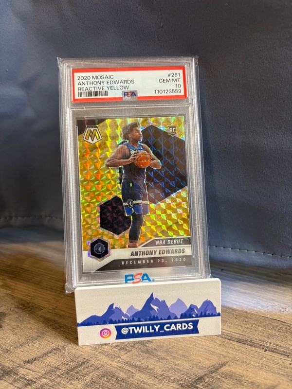 2020 Panini Mosaic- Anthony Edwards Reactive Yellow Rookie Psa 10