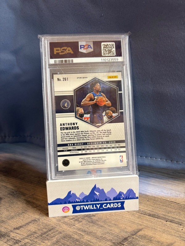 2020 Panini Mosaic- Anthony Edwards Reactive Yellow Rookie Psa 10 view 2