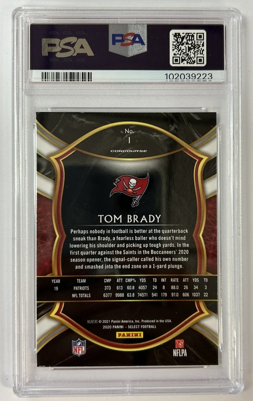 MA6 2020 Panini Select Tom Brady #1 PSA 9 MINT view 2