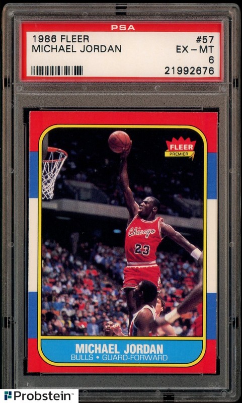 1986-87 Fleer Basketball #57 Michael Jordan RC Rookie HOF PSA 6 " LOOKS NICER "
