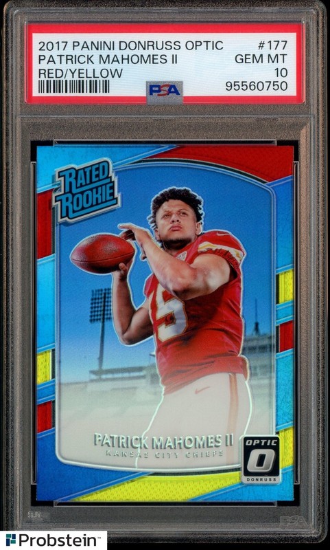 2017 Donruss Optic Red Yellow Prizm #177 Patrick Mahomes II RC Rookie PSA 10