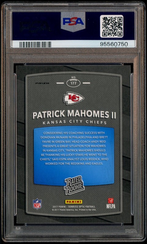 2017 Donruss Optic Red Yellow Prizm #177 Patrick Mahomes II RC Rookie PSA 10 view 2