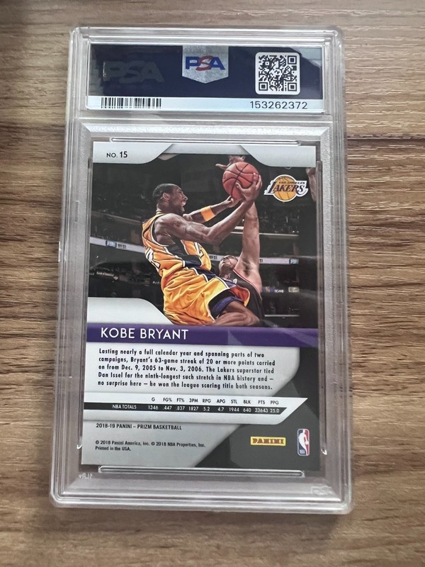 2018 Panini Prizm - Kobe Bryant #15- PSA 9 view 2