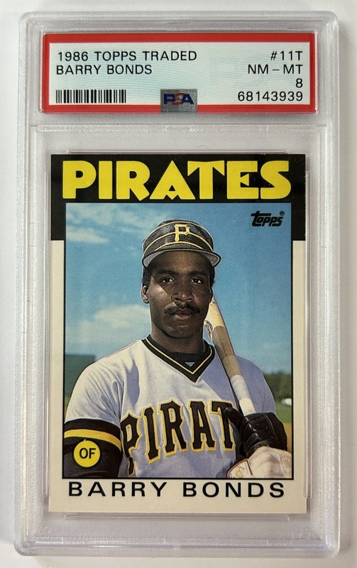 (MA6) 1986 Topps Traded Barry Bonds #11T Rookie RC Pittsburgh Pirates PSA 8