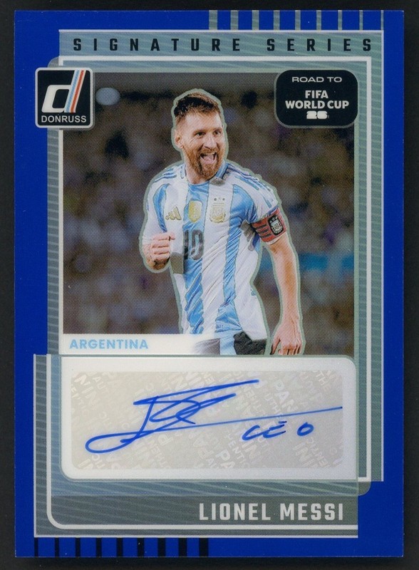 2025-26 Donruss Road to FIFA World Cup 26 Soccer Blue Lionel Messi AUTO 105/199