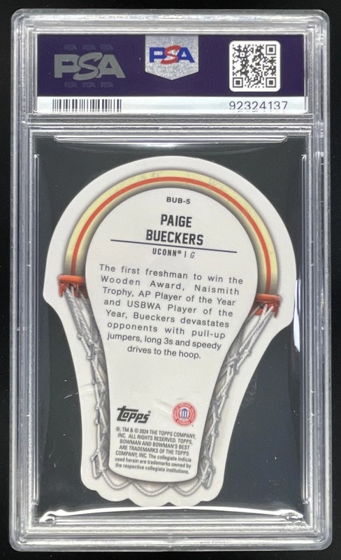 2023-24 Best University Bowman U Buckets Die Cut #BUB-5 Paige Bueckers PSA 9 view 2