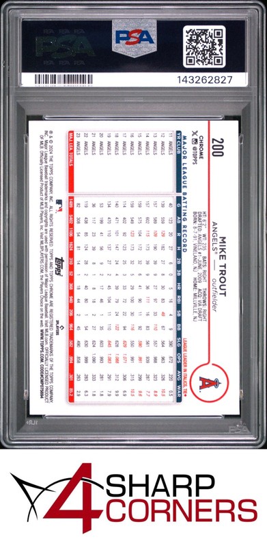 2024 TOPPS CHROME #200 MIKE TROUT PSA 10 view 2
