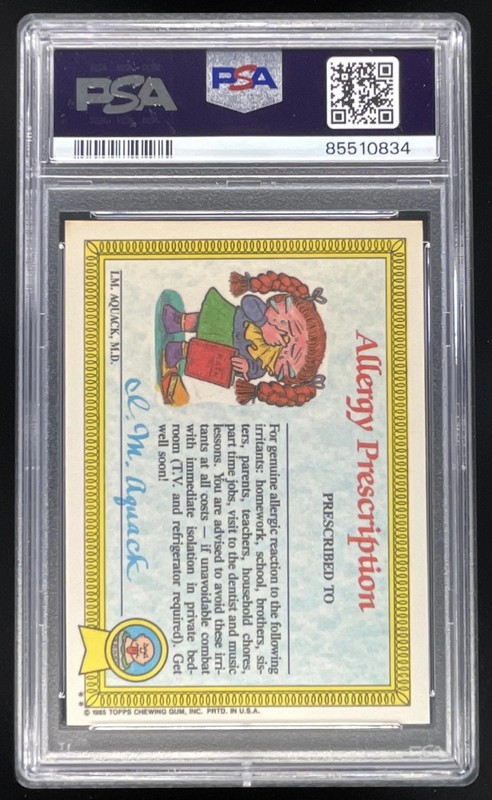 1985 Topps Garbage Pail Kids Stickers #3b Heavin Steven PSA 9 view 2