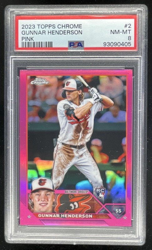 2023 Topps Chrome Pink Refractor #2 Gunnar Henderson RC PSA 8