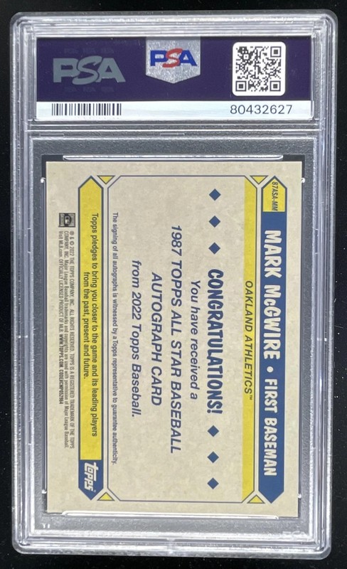 2022 Topps 1987 35th Anniversary All-Stars #87ASA-MM Mark McGwire Auto PSA 8 view 2