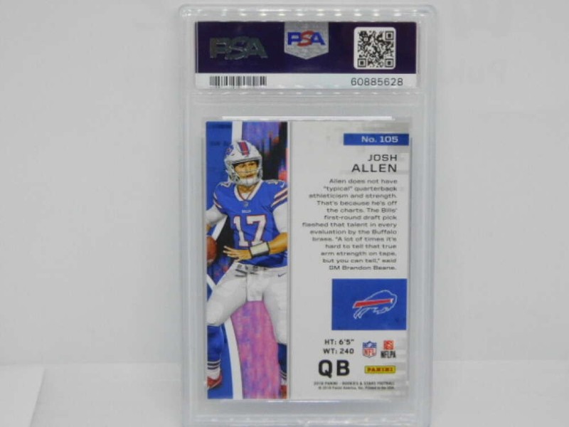2018 Panini Rookies and Stars #105 Josh Allen RC Rookie Buffalo Bills PSA 9  Ser view 2