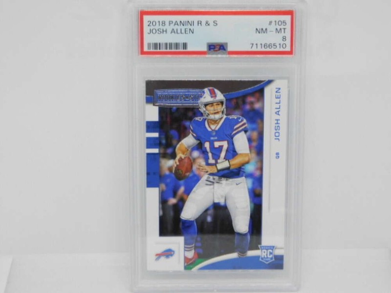 2018 Panini Rookies and Stars #105 Josh Allen RC Rookie Buffalo Bills PSA 8 Ser view 1