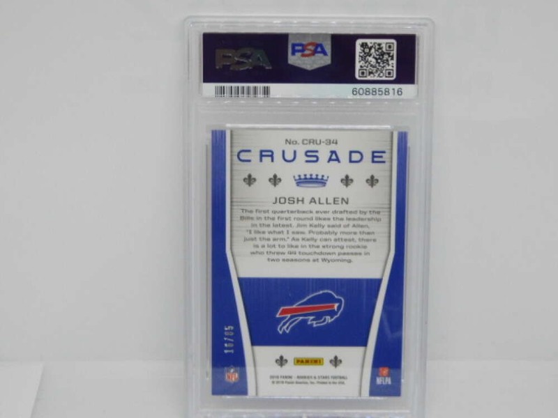2018 Panini Crusade Pink S85 #CRU-34 Josh Allen RC Rookie Buffalo Bills PSA 9 view 2