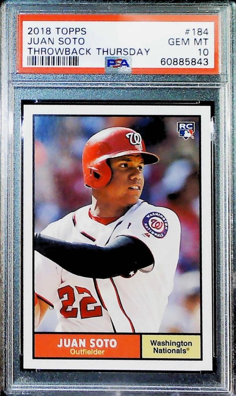 2018 Topps Throwback Thursday 1961 #184 Juan Soto RC Rookie Nationals PSA 10 GEM