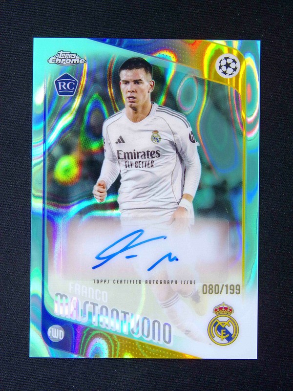 2025-26 Topps Chrome UEFA Franco Mastantuono RC Rookie Auto Auqa Lava /199