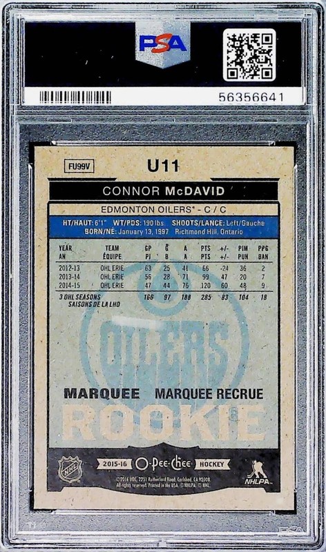 2015-16 O-Pee-Chee Update Connor McDavid Oilers #U11 PSA 9 Mint Trading Card (Se view 2
