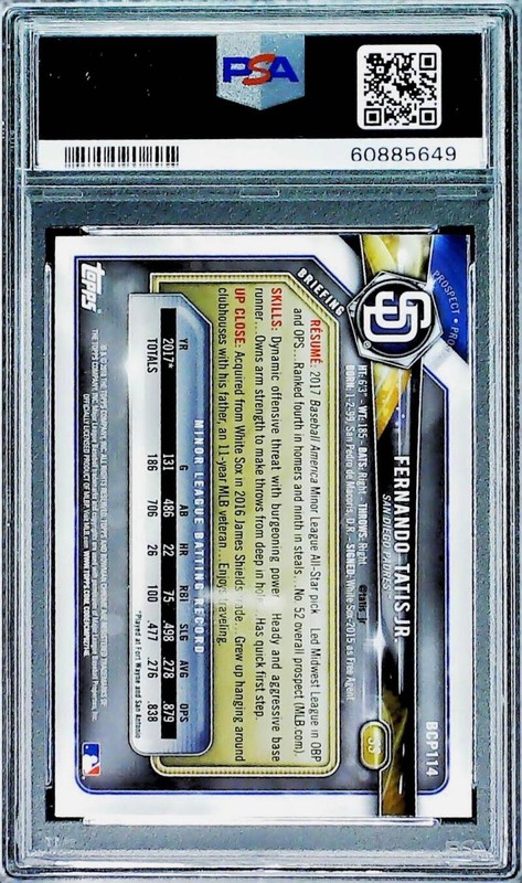 2018 Bowman Prospects Chrome Fernando Tatis Jr. #114 PSA 10 Gem Mint view 2