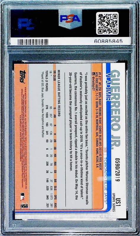 2019 Topps Update Gold #US1 Vladimir Guerrero Jr. RC Toronto Blue Jays PSA 9 MT view 2