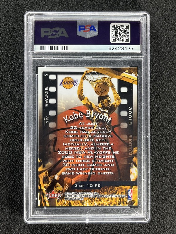 2000 Fleer Mystique Basketball Kobe Bryant #2 Film At 11 Lakers PSA 7 NM view 2
