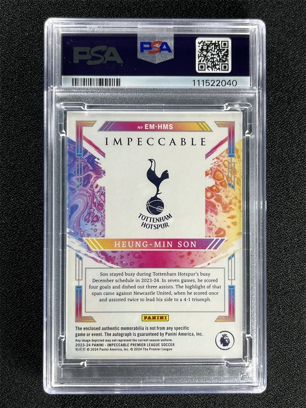 7/7 JSY# 1/1 2023-24 Impeccable Heung-Min Son Extravagance Auto Patch PSA 9/10 view 2