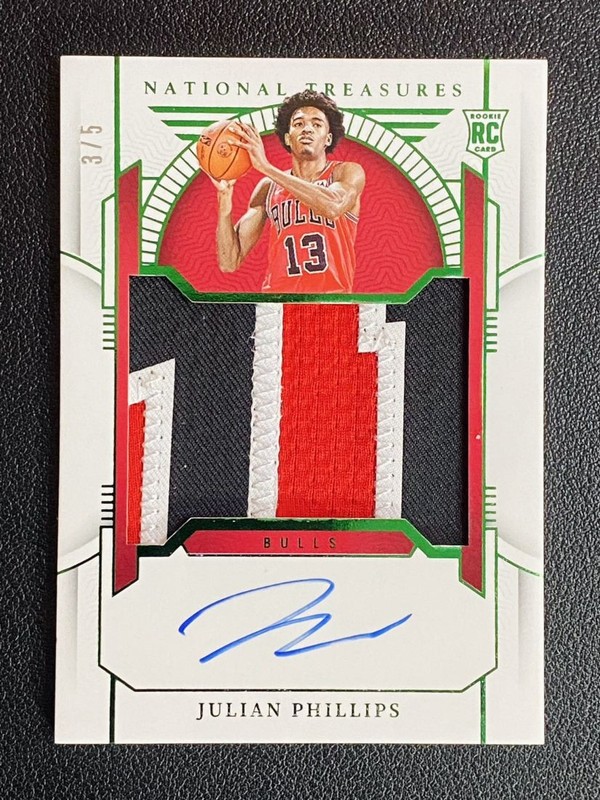 2023-24 Panini National Treasures Julian Phillips Rookie Patch Auto Green /5 RC