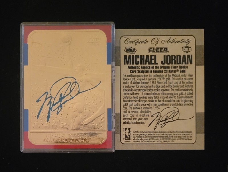 1997 Fleer Michael Jordan 1986 Rookie RP 23KT Gold BLUE Signature 0261/1986 