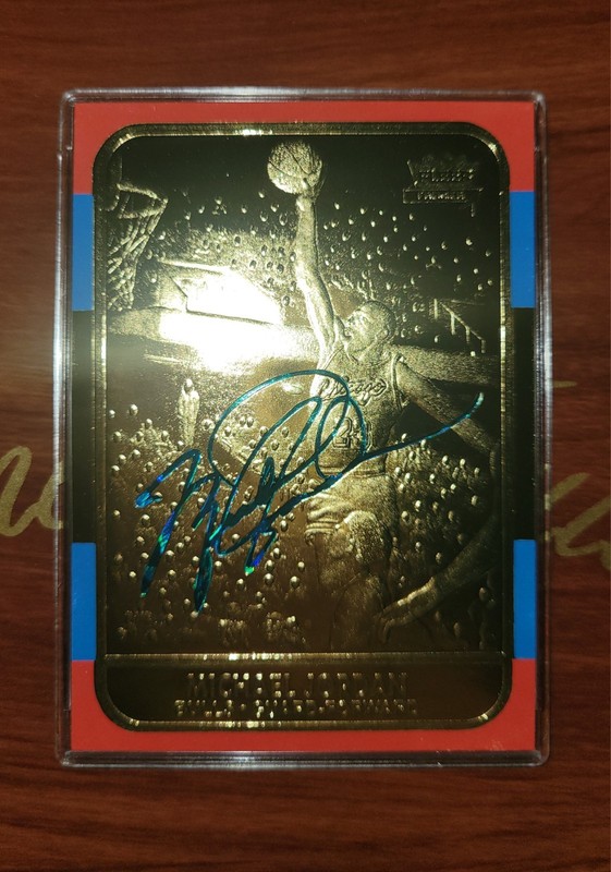 1997 Fleer Michael Jordan 1986 Rookie RP 23KT Gold BLUE Signature 0261/1986  view 2