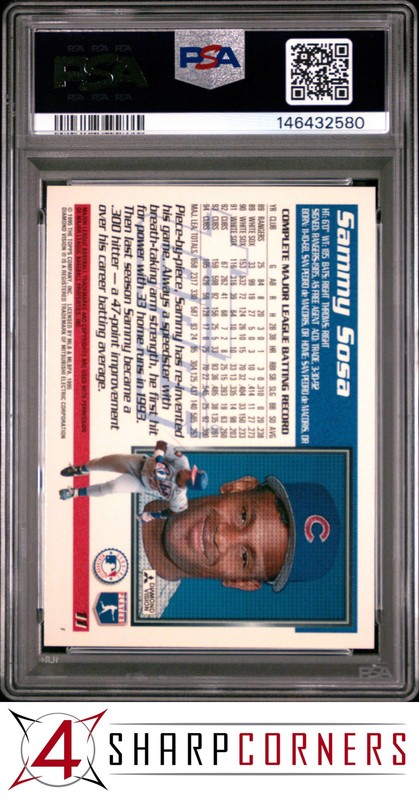 1995 TOPPS #11 SAMMY SOSA CUBS PSA 10 view 2