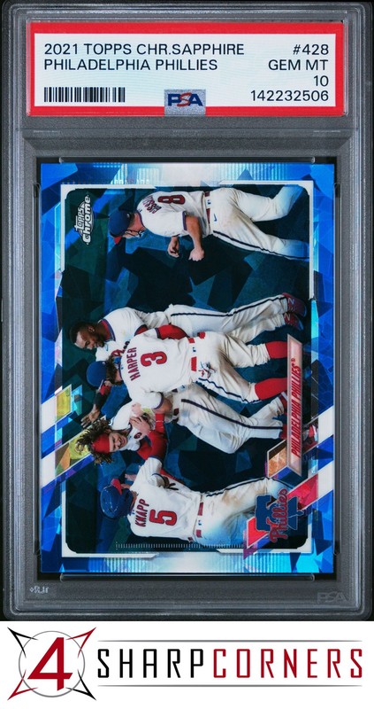 2021 TOPPS CHROME SAPPHIRE #428 PHILADELPHIA PHILLIES BRYCE HARPER POP 1 PSA 10