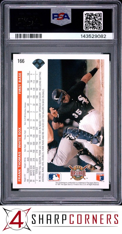 1992 UPPER DECK #166 FRANK THOMAS WHITE SOX HOF PSA 10 view 2