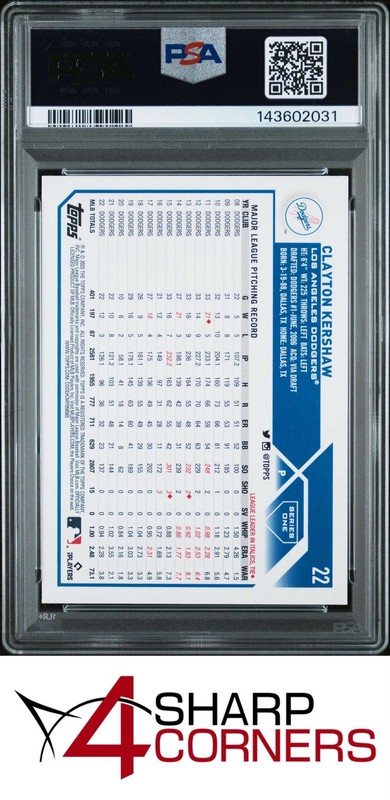 2023 TOPPS #22 CLAYTON KERSHAW DODGERS PSA 10 view 2