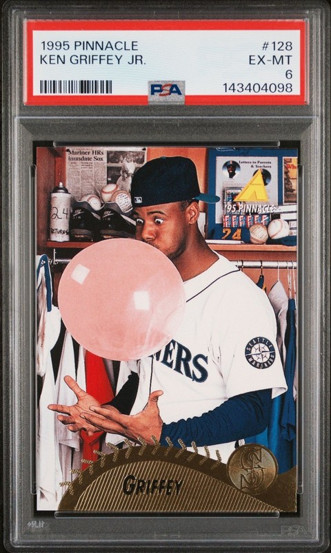 1995 Pinnacle Ken Griffey Jr. #128 Bubble Gum Card PSA 6